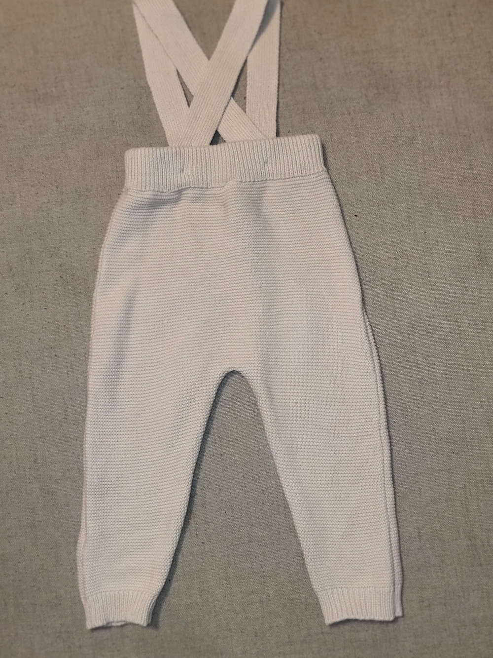 Boy/girls Oat Children's Knit Suspender Overalls in Cream